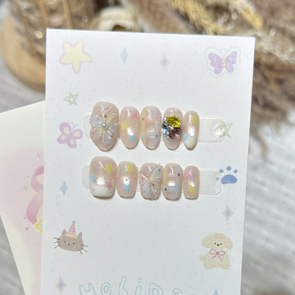 Decorative Press-On Nail Art Set with Gem Accents Acalora