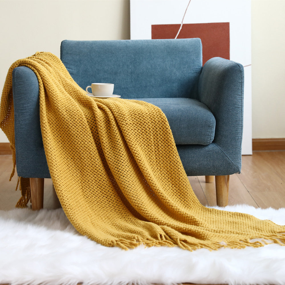 Cozy Waffle Knit Throw Blanket