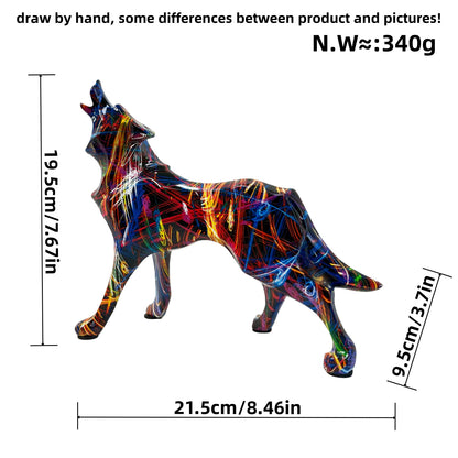 Unique wolf sculpture made of hand-painted resin Acalora
