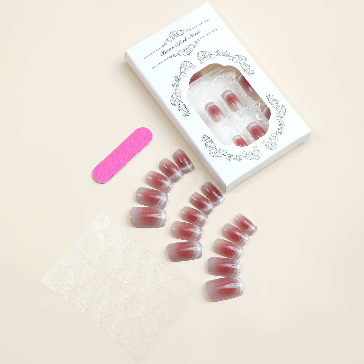 Elegant Press-On Nail Kit with Gradient Design Acalora