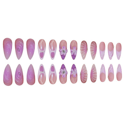 3D Decorative Floral Press-On Nail Extensions Acalora