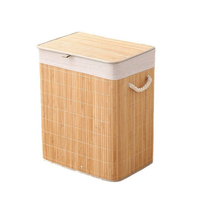 Premium laundry basket with dividers and handcrafted bamboo frame Acalora