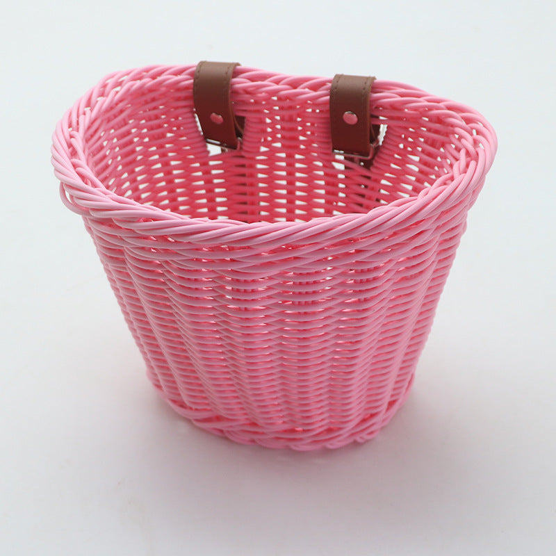 Decorative Woven Storage Basket with Leather Handles Acalora