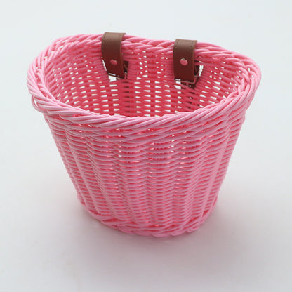 Decorative Woven Storage Basket with Leather Handles Acalora