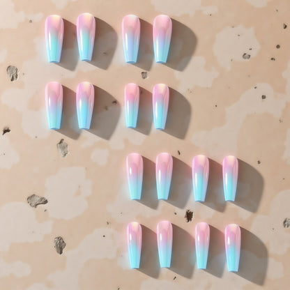 Artificial nails in modern glitter gradient design Acalora