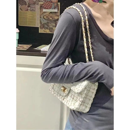 Textured Chain-Detail Crossbody Bag Acalora