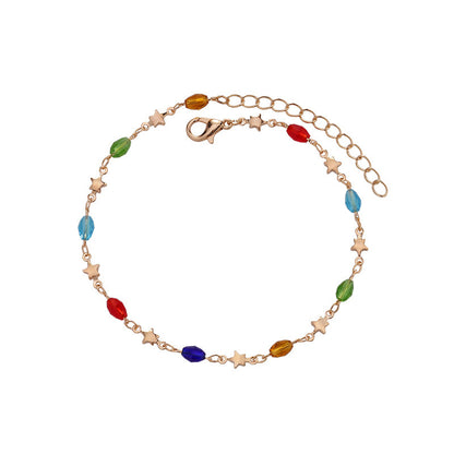 Colorful Star Charm Anklet Acalora
