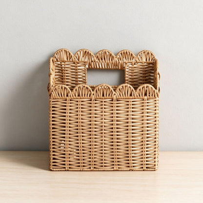 Handcrafted storage basket with curved edge Acalora