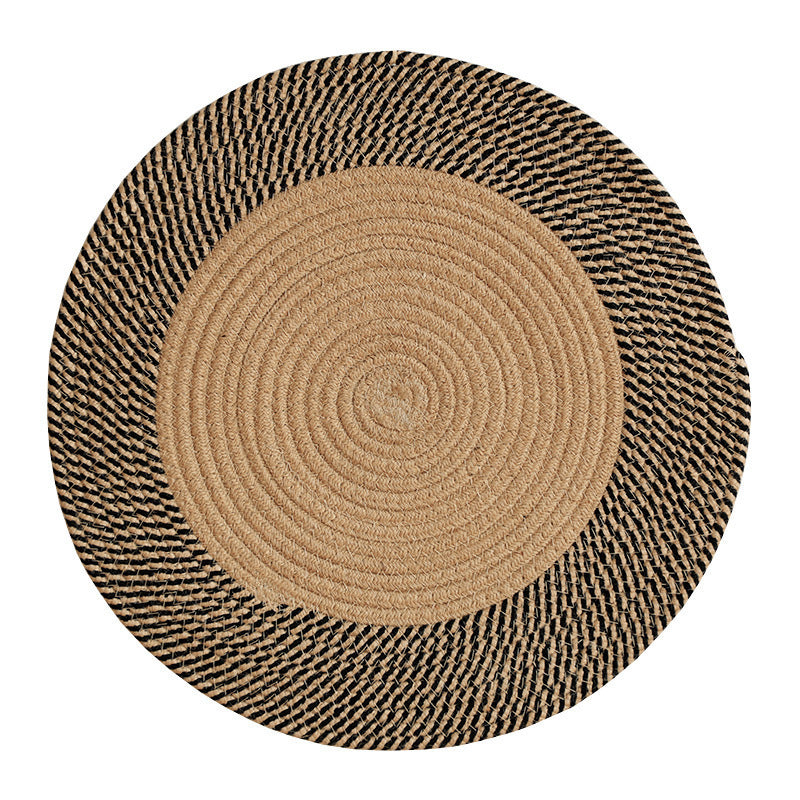 Rustic Round Rug with Fringes Acalora