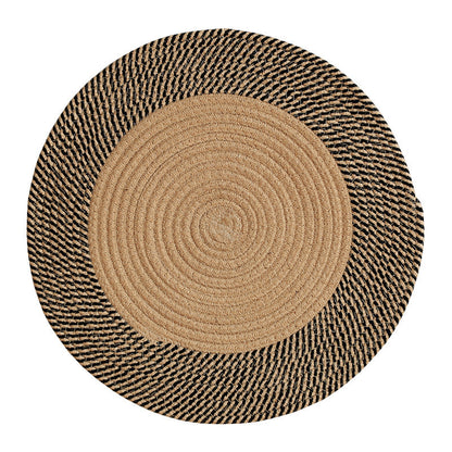 Rustic Round Rug with Fringes Acalora