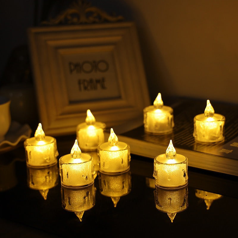 Decorative Flameless LED Tealight Candle Set with Realistic Dripping-Wax Glass Holders Acalora