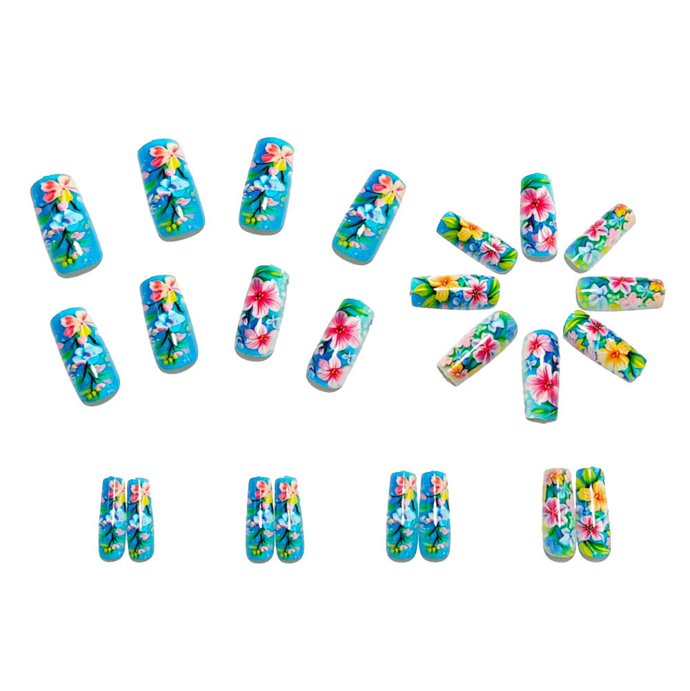 Artificial nail set with flower design and glossy finish Acalora
