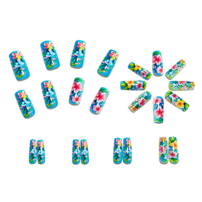 Artificial nail set with flower design and glossy finish Acalora