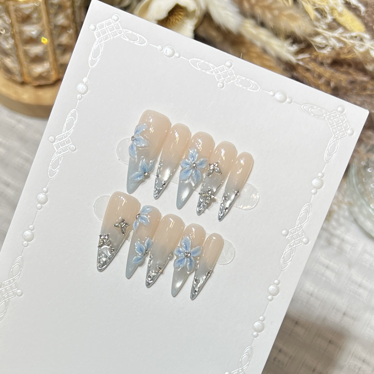 Elegant Stiletto Floral Press-On Nail Set Acalora