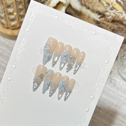 Elegant Stiletto Floral Press-On Nail Set Acalora