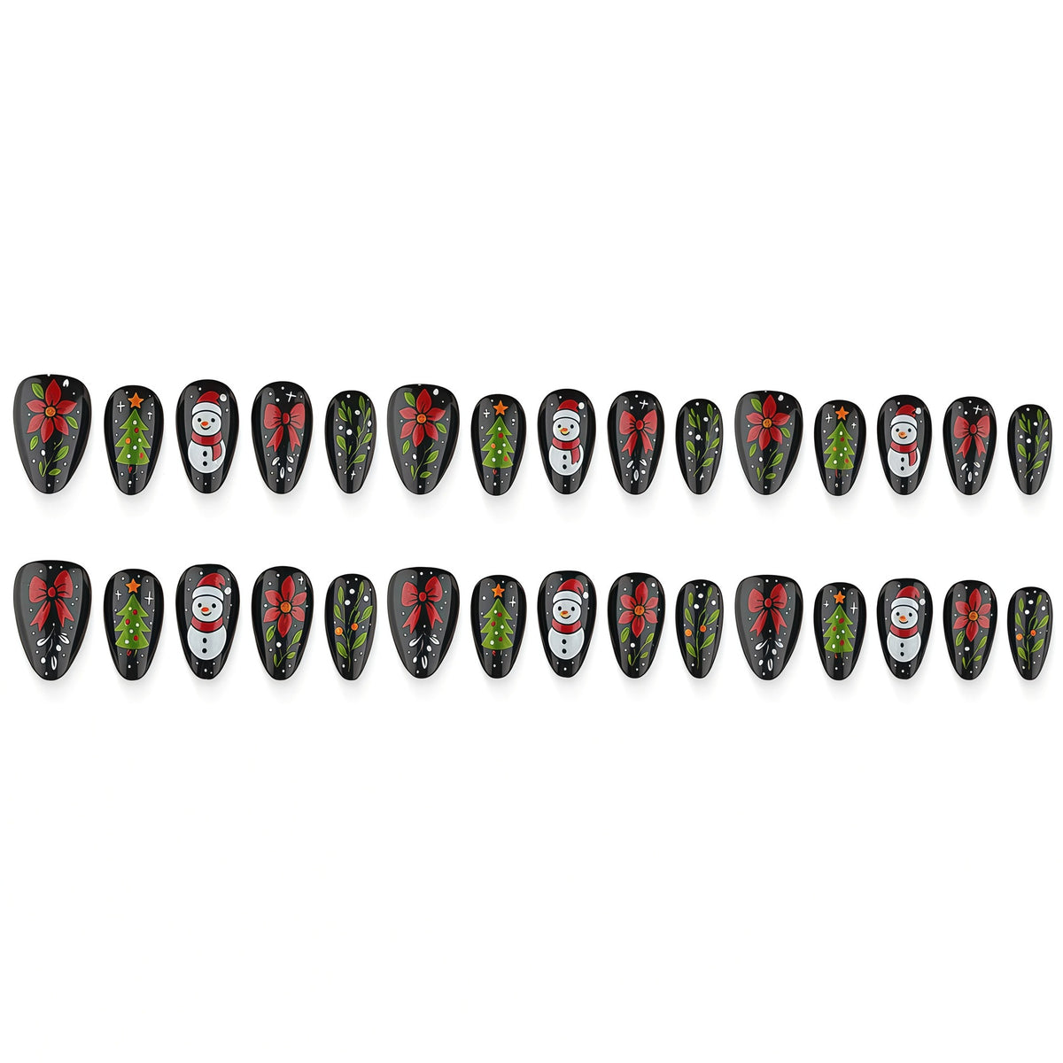 Artificial nail set with festive Christmas design Acalora