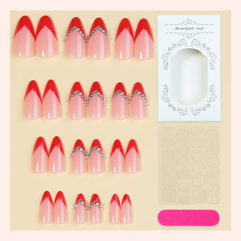 Premium Decorative Press-On Nail Set with Jewel Accents Acalora