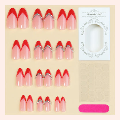 Premium Decorative Press-On Nail Set with Jewel Accents Acalora