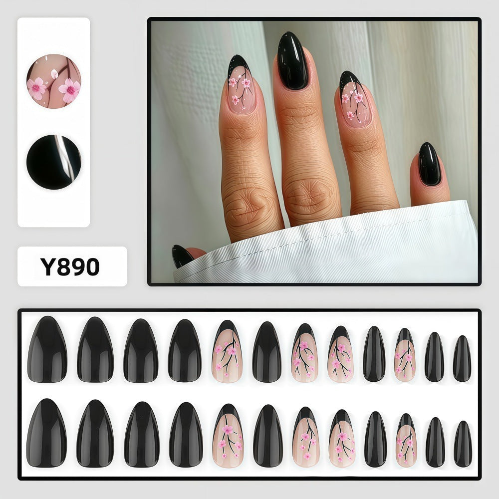 Trendy Artificial Nails with Floral Accents Acalora