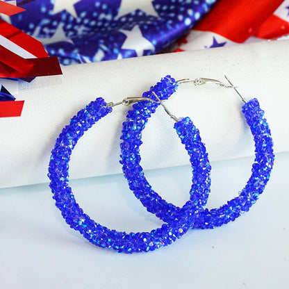 Women's large hoop earrings with rhinestone embellishment and rhodium-plated setting Bowlift