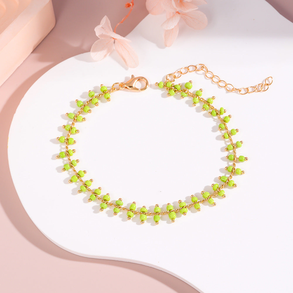 Delicate Beaded Ankle Bracelet Acalora
