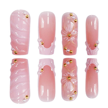 Artistic Floral Press-On Nail Extensions Acalora