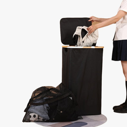 Elegant laundry container with practical lid and carrying system Acalora