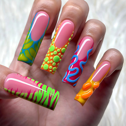 Vibrant Abstract Nail Art Tips Acalora
