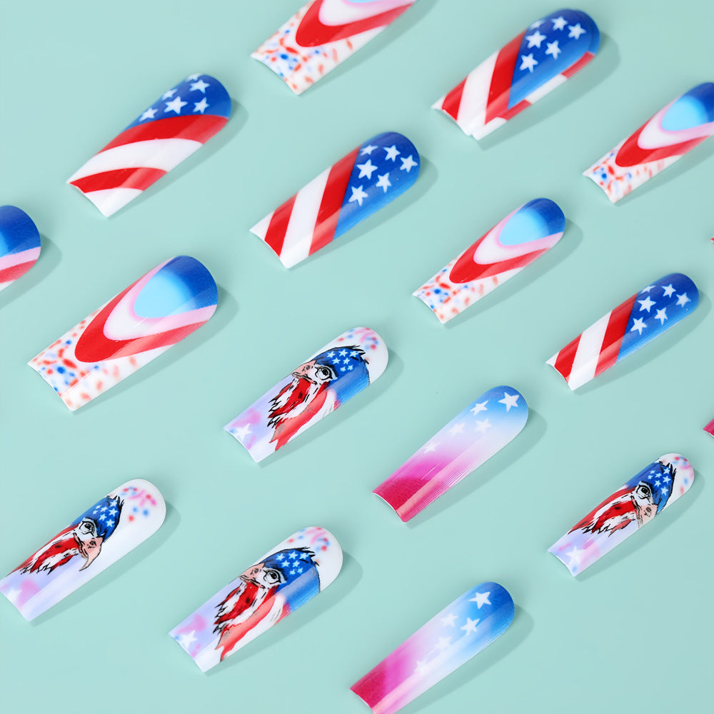Patriotic design artificial nails Acalora