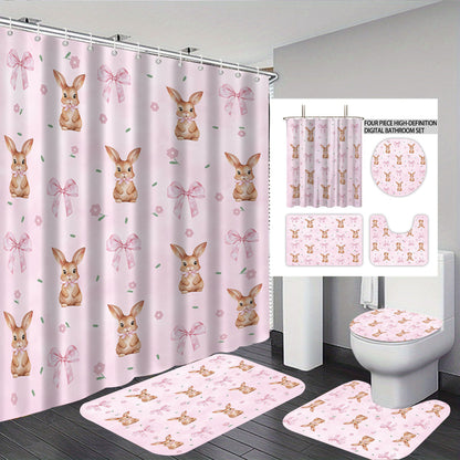 Bunny-Themed Digital Bathroom Decor Set