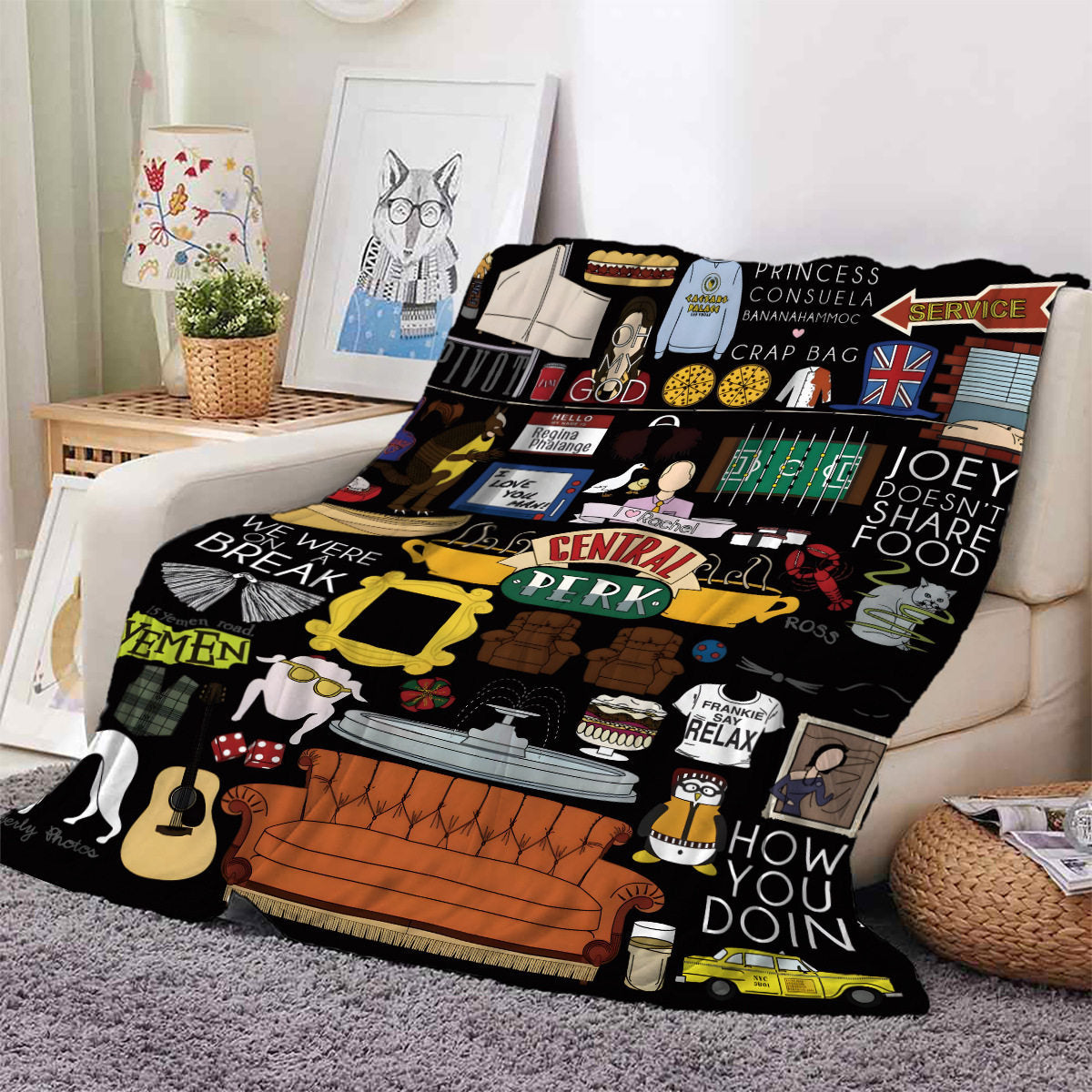 Cozy Character-Themed Fleece Throw Blanket