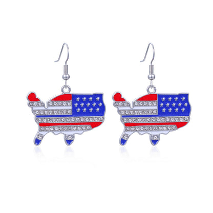 Women's lightweight star earrings with enamel flag design and fishhook Kalsten