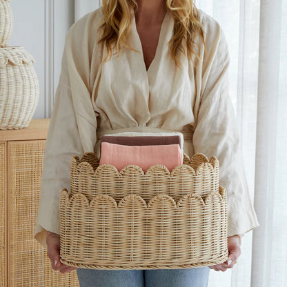 Decorative Scalloped Woven Storage Basket Acalora 1787892970