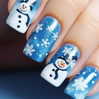 Artificial nails with wintry snowman design Acalora