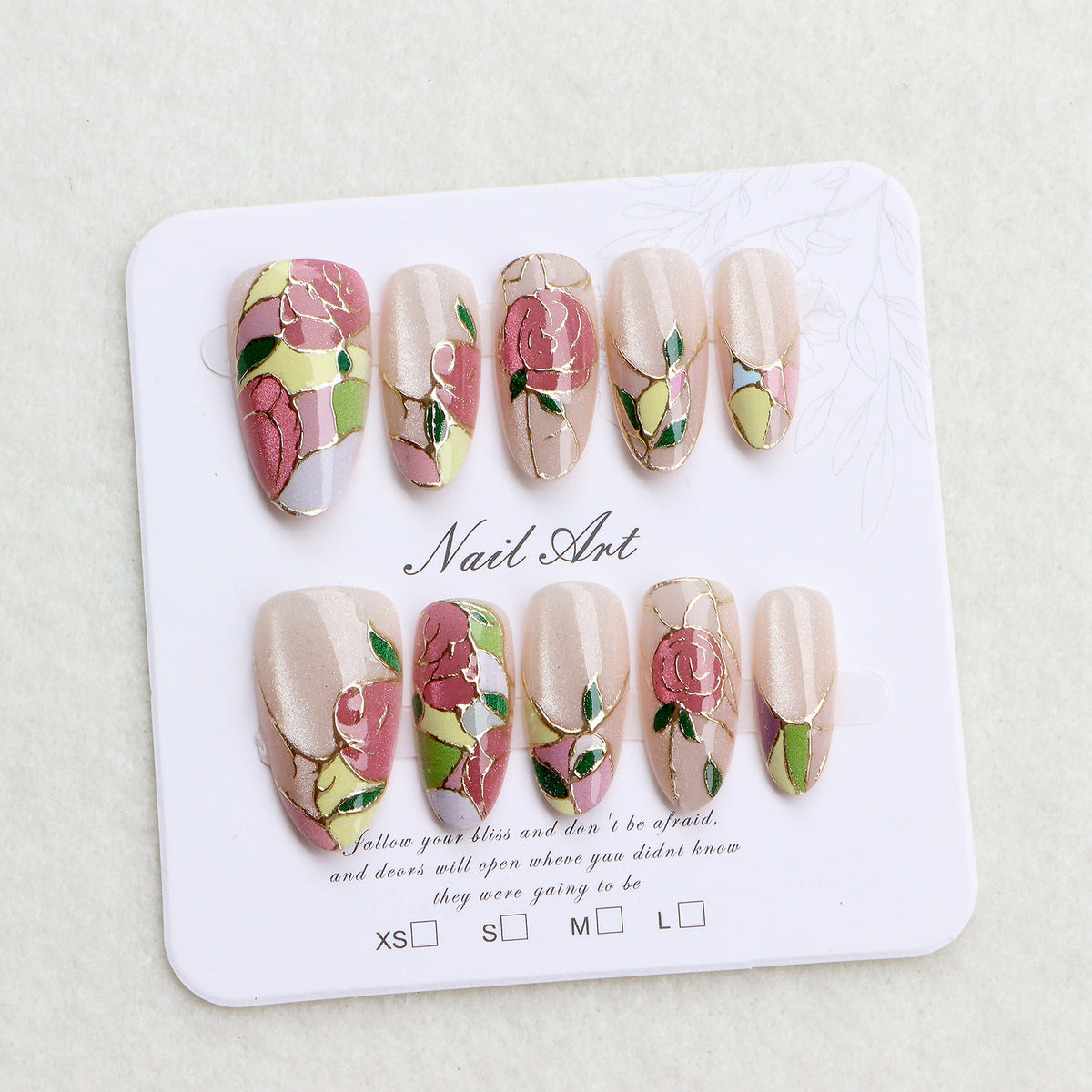 Floral Themed Press-On Nail Art Set Acalora