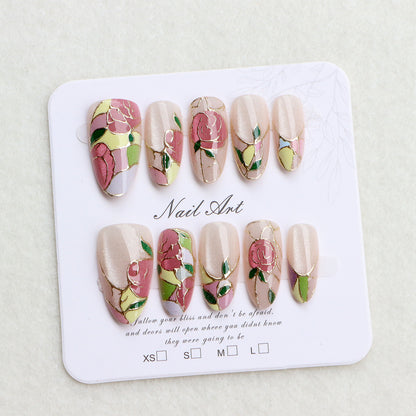 Floral Themed Press-On Nail Art Set Acalora