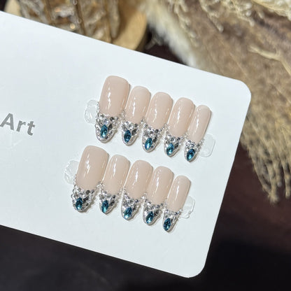 Elegant Rhinestone-Accent Press-On Nail Set Acalora