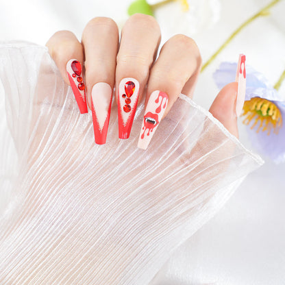 Artistic Stiletto Press-On Nail Set with Rhinestones Acalora