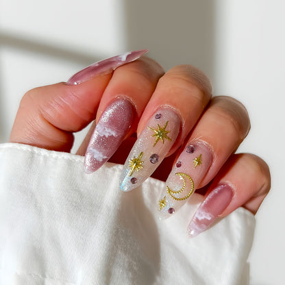 Celestial Themed Press-On Nail Art Acalora