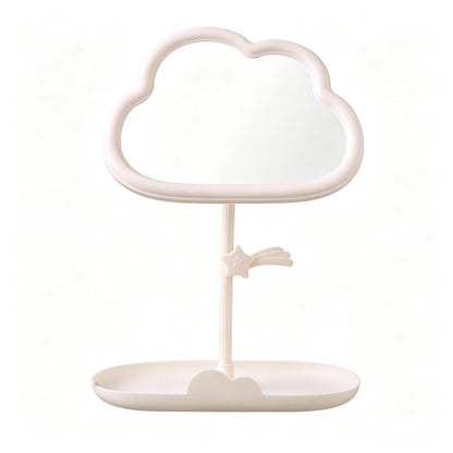 Cloud-Shaped Tabletop Makeup Mirror and Organizer