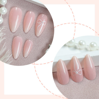 Elegant Press-On Nail Set with Delicate Floral Accents Acalora