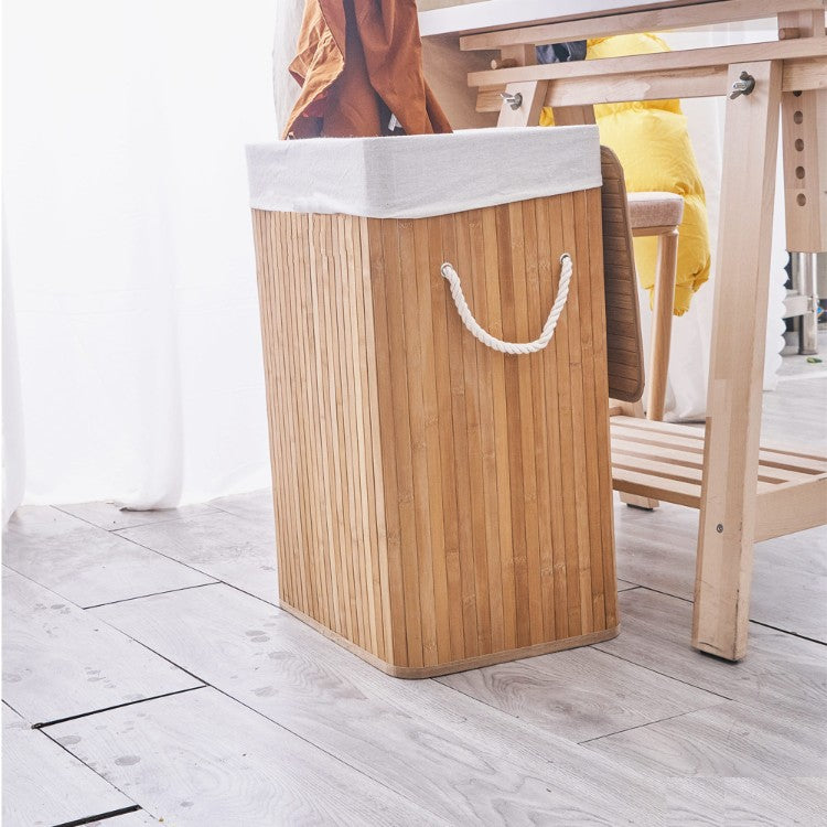 Laundry basket made of natural bamboo with removable cover Acalora