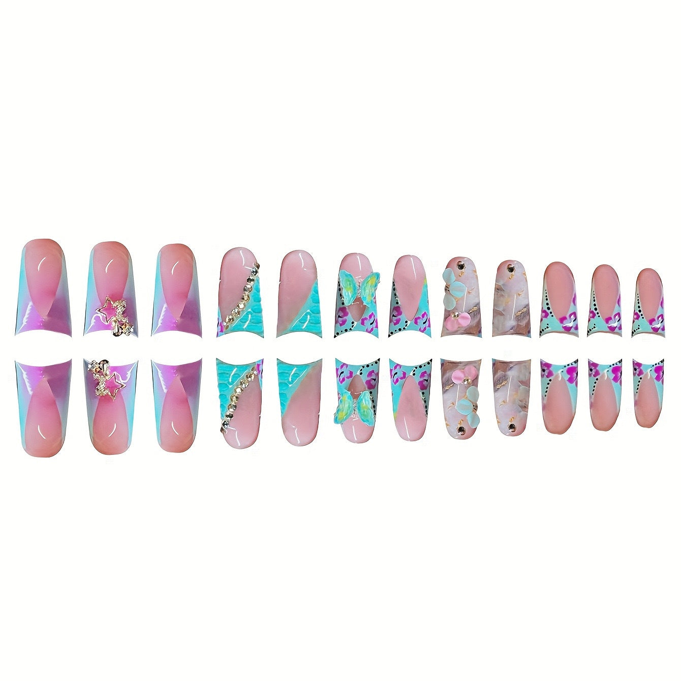 Artistic 3D Floral Press-On Nail Art Acalora
