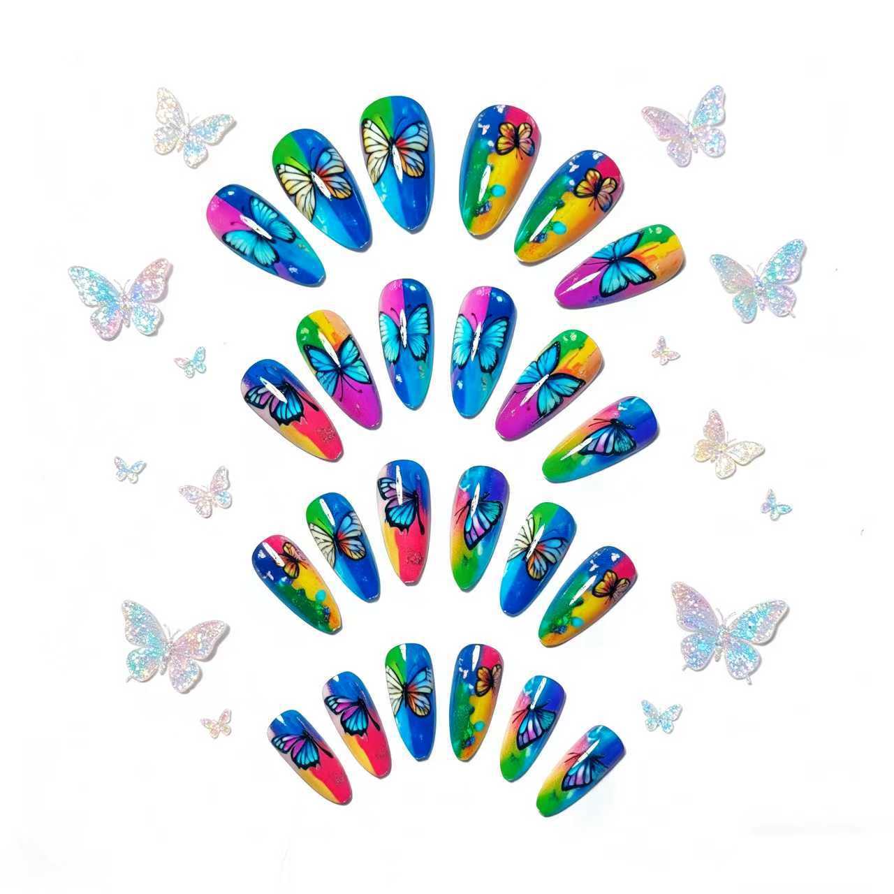 Butterfly-Inspired Vibrant Nail Art Acalora
