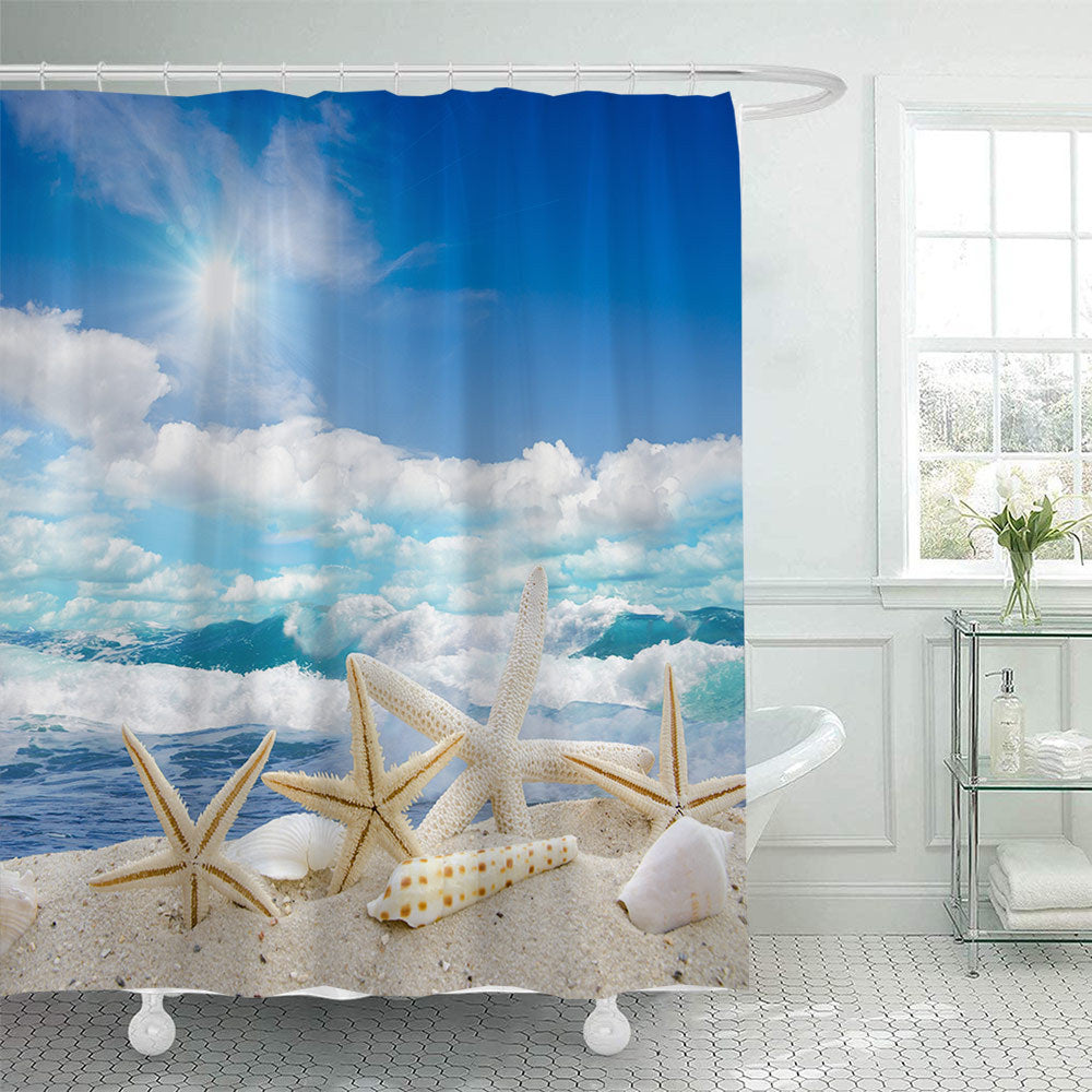 Beach-Themed Shower Curtain Bowlift