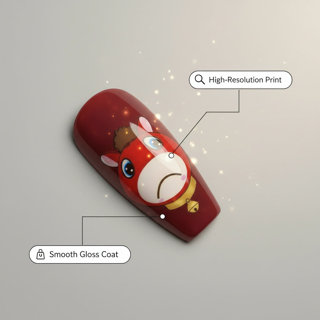 Artificial nails with playful horse motif Acalora