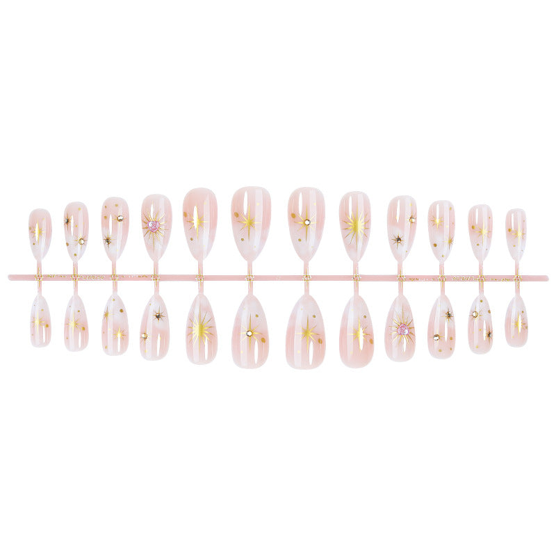 Artistic Press-On Nail Art Kit with Star Accents Acalora