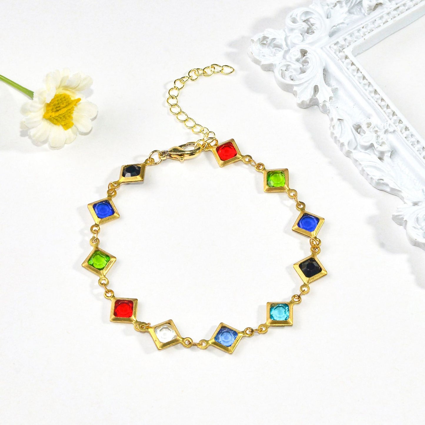 Colorful Gemstone Chain Bracelet Acalora 1788164354