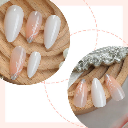 Luxurious Faux Finish Press-On Nail Set with Elegant Floral Design Acalora