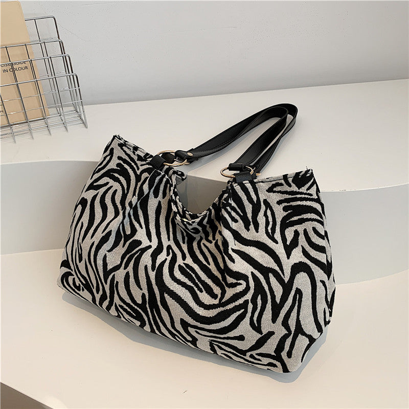 Stylish Zebra Print Canvas Tote Bag Acalora